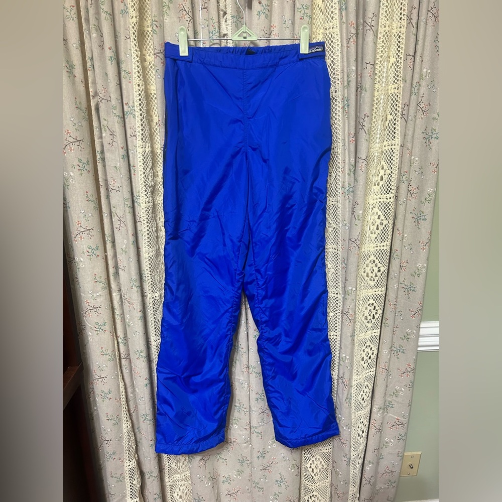 Vintage Patagonia Fleece Lined Nylon Snow Pants Full Zip Legs Blue Size Medium